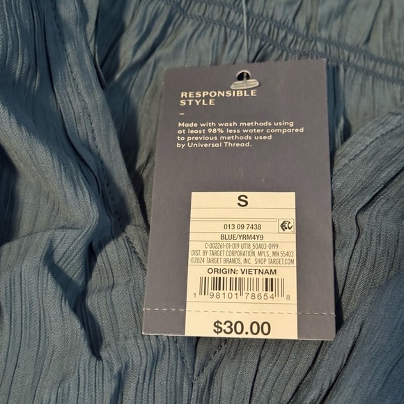 Universal Thread Women's Long Sleeve Smocked Ruffle Mini A-Line Dress Blue - Picture 6 of 6